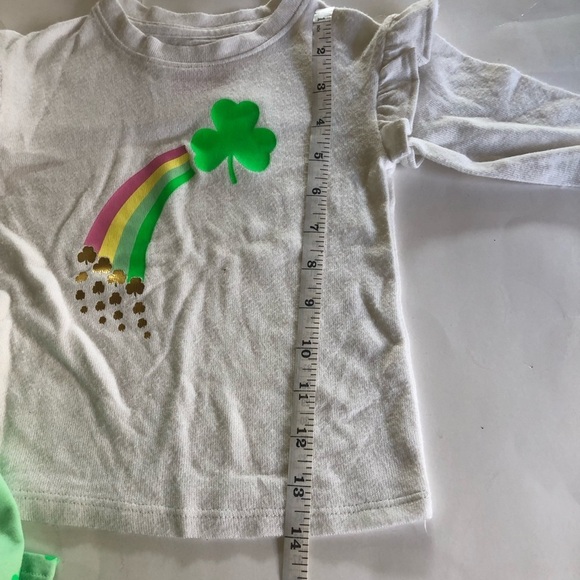Cat & Jack Baby Girl Shamrock Rainbow Ruffle Long sleeves Pants Two Pc Set 18M - Picture 7 of 9